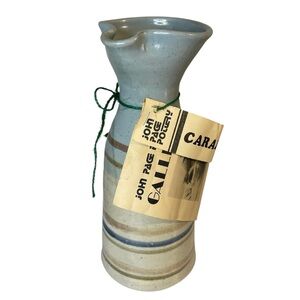 John Page Pottery Carafe Signed Handmade Stoneware Glazed Pitcher Coastal Rustic